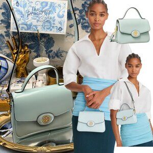 🆕 TORY BURCH 🧿 NWOT Small Robinson Spazzolato Top-handle Bag, Seabubble AUTH